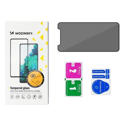 Wozinsky Anti Spy Privacy Full Cover Tempered Glass - калено стъклено защитно покритие с определен ъгъл на виждане за дисплея на iPhone 15 Plus (черен-прозрачен) 2