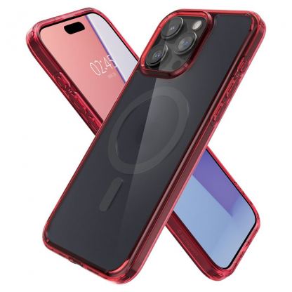 Spigen Ultra Hybrid MagSafe Case - хибриден кейс с висока степен на защита с MagSafe за iPhone 15 Pro (червен-мат)  7