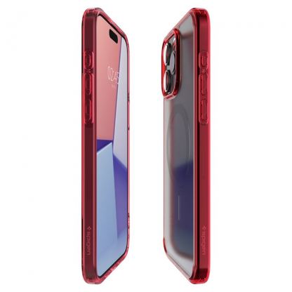 Spigen Ultra Hybrid MagSafe Case - хибриден кейс с висока степен на защита с MagSafe за iPhone 15 Pro (червен-мат)  8