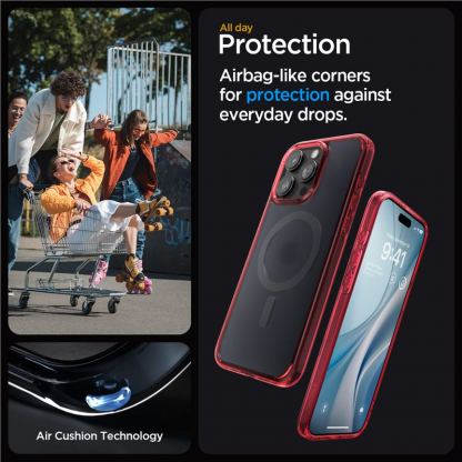 Spigen Ultra Hybrid MagSafe Case - хибриден кейс с висока степен на защита с MagSafe за iPhone 15 Pro (червен-мат)  10