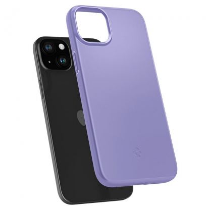 Spigen Thin Fit Case - качествен тънък матиран кейс за iPhone 15 (лилав) 4