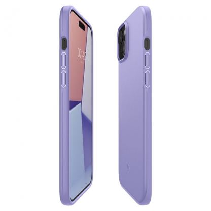 Spigen Thin Fit Case - качествен тънък матиран кейс за iPhone 15 (лилав) 5