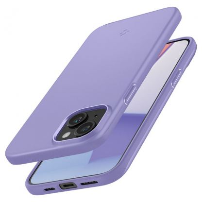 Spigen Thin Fit Case - качествен тънък матиран кейс за iPhone 15 (лилав) 6