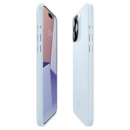Spigen Thin Fit Case - качествен тънък матиран кейс за iPhone 15 Pro (светлосин) 8