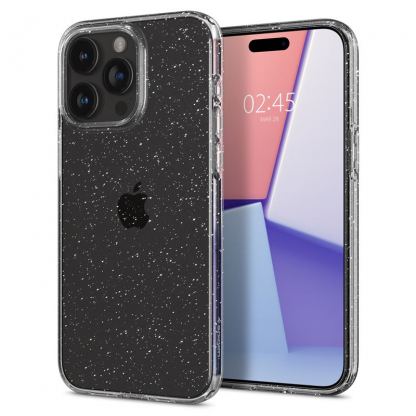 Spigen Liquid Crystal Glitter Case - тънък силиконов (TPU) калъф за iPhone 15 Pro Max (прозрачен) 