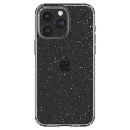 Spigen Liquid Crystal Glitter Case - тънък силиконов (TPU) калъф за iPhone 15 Pro Max (прозрачен)  2
