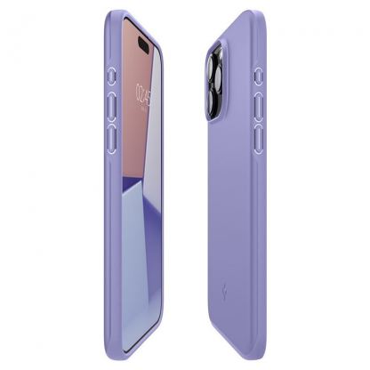 Spigen Thin Fit Case - качествен тънък матиран кейс за iPhone 15 Pro Max (лилав) 8