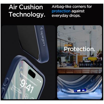 Spigen Ultra Hybrid Case - хибриден кейс с висока степен на защита за iPhone 15 Pro (син-прозрачен) 12