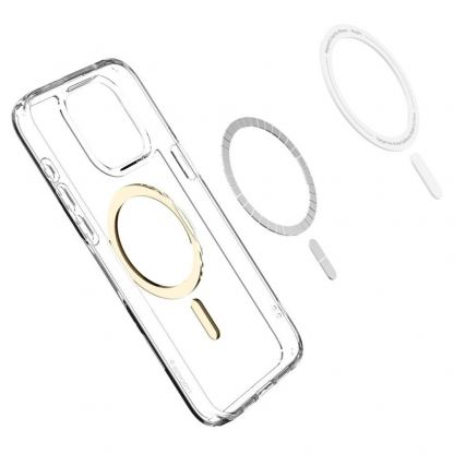 Spigen Ultra Hybrid MagSafe Case - хибриден кейс с висока степен на защита с MagSafe за iPhone 15 Pro Max (прозрачен-златист)  7