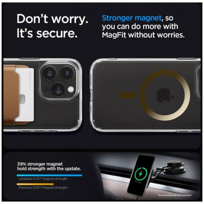 Spigen Ultra Hybrid MagSafe Case - хибриден кейс с висока степен на защита с MagSafe за iPhone 15 Pro Max (прозрачен-златист)  13