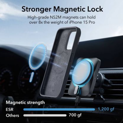 ESR Cloud Kickstand Halolock MagSafe Case - силиконов (TPU) калъф с MagSafe за iPhone 15 Pro (черен) 7