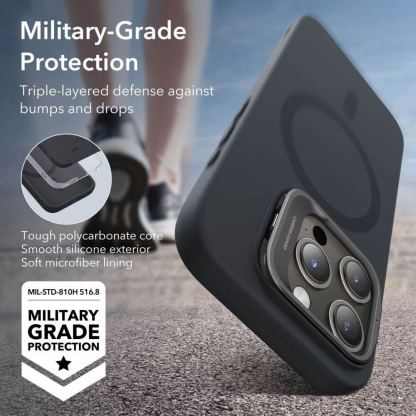 ESR Cloud Kickstand Halolock MagSafe Case - силиконов (TPU) калъф с MagSafe за iPhone 15 Pro (черен) 10