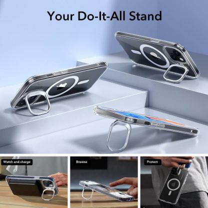 ESR Classic Kickstand HaloLock MagSafe Case - хибриден кейс с висока степен на защита с MagSafe за iPhone 15 (прозрачен)  9