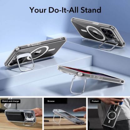 ESR Classic Kickstand HaloLock MagSafe Case - хибриден кейс с висока степен на защита с MagSafe за iPhone 15 Pro (прозрачен)  8