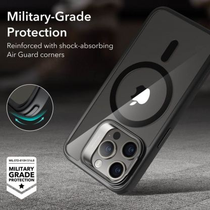 ESR Classic Kickstand HaloLock MagSafe Case - хибриден кейс с висока степен на защита с MagSafe за iPhone 15 Pro (черен-прозрачен)  10