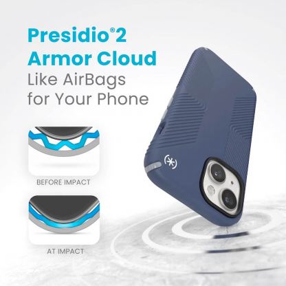 Speck Presidio 2 Grip Case - удароустойчив хибриден кейс за iPhone 15 (тъмносин) 6