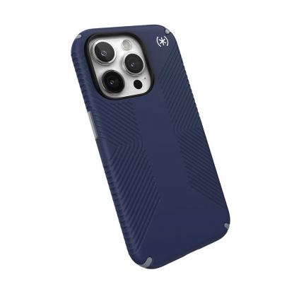Speck Presidio 2 Grip Case - удароустойчив хибриден кейс за iPhone 15 Pro (тъмносин) 6