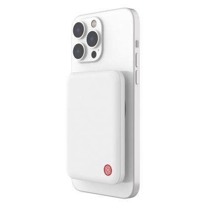 Nillkin PowerStone Magnetic Wireless Charging Power Bank 5000 mAh 15W - преносима външна батерия с USB-C порт и безжично зареждане с MagSafe (бял) 3