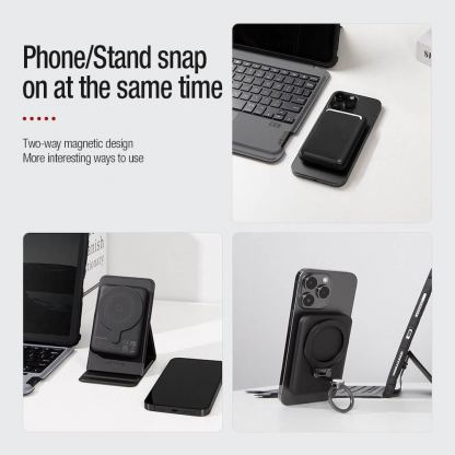 Nillkin PowerStone Magnetic Wireless Charging Power Bank 5000 mAh 15W - преносима външна батерия с USB-C порт и безжично зареждане с MagSafe (бял) 8