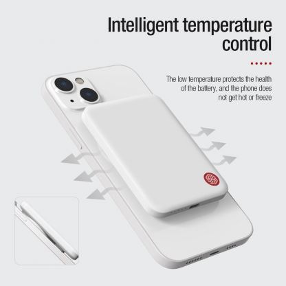 Nillkin PowerStone Magnetic Wireless Charging Power Bank 5000 mAh 15W - преносима външна батерия с USB-C порт и безжично зареждане с MagSafe (бял) 9