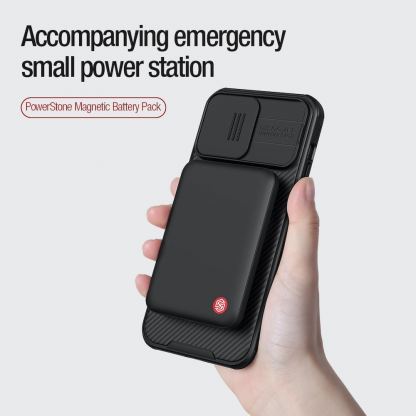 Nillkin PowerStone Magnetic Wireless Charging Power Bank 5000 mAh 15W - преносима външна батерия с USB-C порт и безжично зареждане с MagSafe (черен) 4