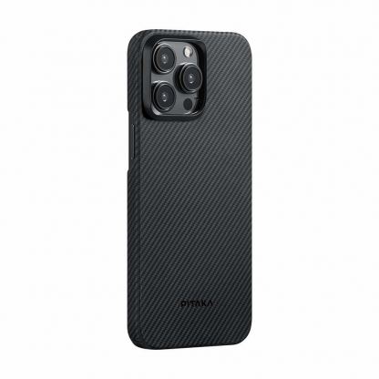 Pitaka MagEZ 4 600D Aramid Fiber MagSafe Case - кевларен кейс с MagSafe за iPhone 15 Pro (черен-сив)  2