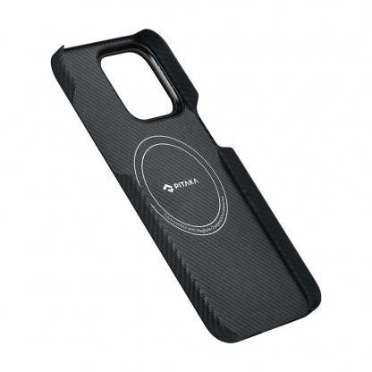 Pitaka MagEZ 4 600D Aramid Fiber MagSafe Case - кевларен кейс с MagSafe за iPhone 15 Pro (черен-сив)  3