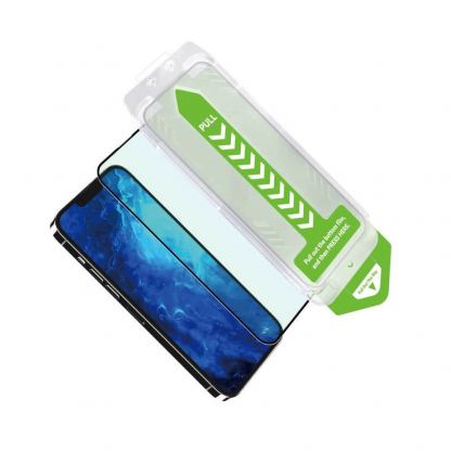 Wozinsky Easy Fit Full Glue 3D Tempered Glass - калено стъклено защитно покритие за дисплея на iPhone 15 (черен-прозрачен) 3