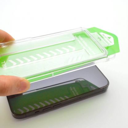 Wozinsky Easy Fit Full Glue 3D Tempered Glass - калено стъклено защитно покритие за дисплея на iPhone 15 (черен-прозрачен) 6