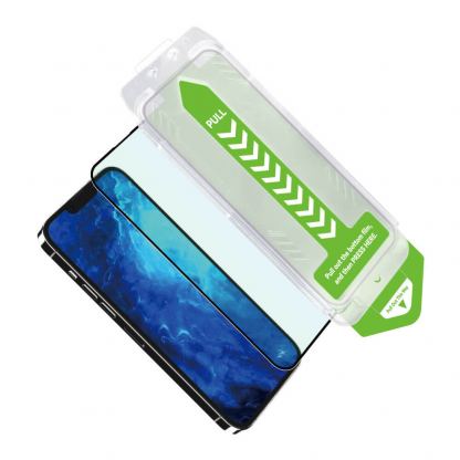 Wozinsky Easy Fit Full Glue 3D Tempered Glass - калено стъклено защитно покритие с рамка за поставяне за дисплея на iPhone 15 Plus (черен-прозрачен) 3