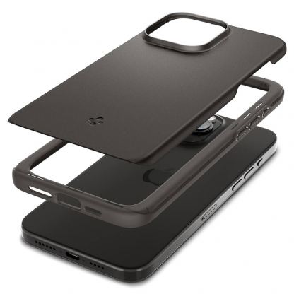 Spigen Thin Fit Case - качествен тънък матиран кейс за iPhone 15 Pro Max (тъмносив) 10