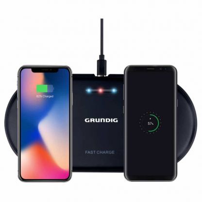 Grundig Dual Wireless Charging Station 2 x 10W - двойна поставка (пад) за безжично зареждане на Qi съвместими мобилни устройства (черен) 3