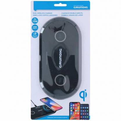 Grundig Dual Wireless Charging Station 2 x 10W - двойна поставка (пад) за безжично зареждане на Qi съвместими мобилни устройства (черен) 4