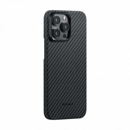 Pitaka MagEZ 4 1500D Aramid Fiber MagSafe Case - кевларен кейс с MagSafe за iPhone 15 Pro (черен-сив) 