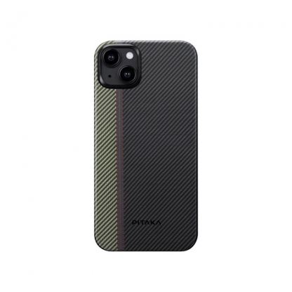 Pitaka MagEZ 4 600D Fusion Weaving Aramid Fiber MagSafe Case - кевларен кейс с MagSafe за iPhone 15 (черен-зелен) 