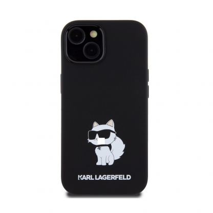 Karl Lagerfeld Liquid Silicone Choupette NFT Case - дизайнерски силиконов кейс за iPhone 15 (черен) 3