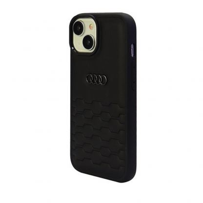Audi GT Synthetic Leather Hard Case - дизайнерски кожен кейс за iPhone 15 (черен) 3