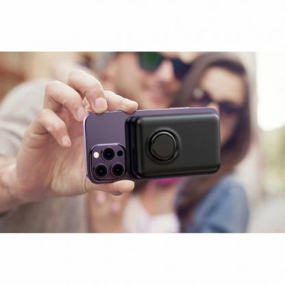 Joyroom Magnetic Wireless Ring Holder Power Bank 10000 mAh 20W - преносима външна батерия с USB-C порт, USB-A изход, безжично зареждане с MagSafe и пръстен против изпускане (син) 2