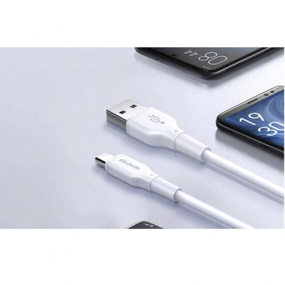 Mcdodo CA-7280 USB-A to USB-C Charging Cable 3А - кабел с гумирана обвивка за устройства с USB-C порт (120 см) (бял)  5