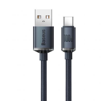 Baseus Crystal Shine USB-A to USB-C Cable PD 2.0 100W (CAJY000401) - здрав кабел с въжена оплетка и бързо зареждане за устройства с USB-C порт (120 см) (черен) 2
