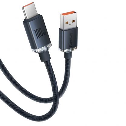 Baseus Crystal Shine USB-A to USB-C Cable PD 2.0 100W (CAJY000401) - здрав кабел с въжена оплетка и бързо зареждане за устройства с USB-C порт (120 см) (черен) 10