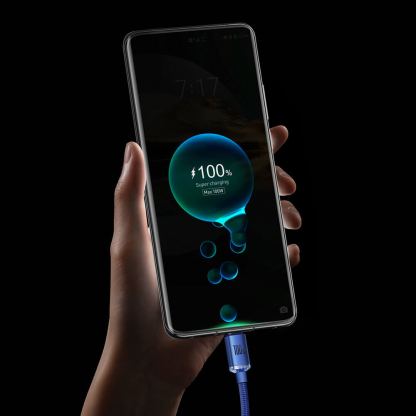 Baseus Crystal Shine USB-A to USB-C Cable PD 2.0 100W (CAJY000401) - здрав кабел с въжена оплетка и бързо зареждане за устройства с USB-C порт (120 см) (черен) 12