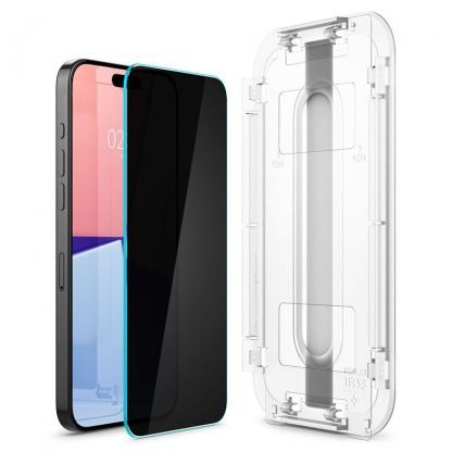 Spigen Glas.Tr Ez Fit Privacy Tempered Glass 2 Pack - 2 броя стъклени защитни покрития с определен ъгъл на виждане за дисплея за iPhone 15 Pro 4
