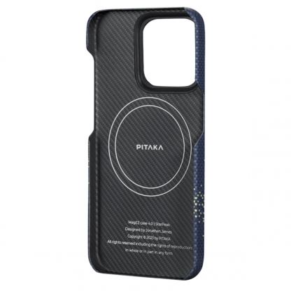 Pitaka MagEZ 4 1500D Star Peak Aramid Fiber MagSafe Case - кевларен кейс с MagSafe за iPhone 15 Pro (син-жълт) 2