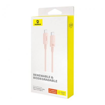 Baseus Habitat USB-C to USB-C Cable 100W - биоразградим USB кабел за устройства с USB-C порт (100 см) (розов) 8