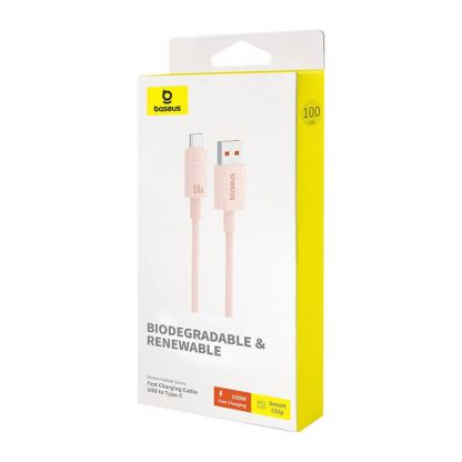 Baseus Habitat USB-A to USB-C Cable 100W - биоразградим USB кабел за устройства с USB-C порт (100 см) (розов) 5