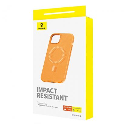 Baseus Fauxther Leather Magnetic Case - кожен кейс с MagSafe за iPhone 15 Pro Max (оранжев) 3