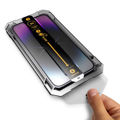 Mobile Origin Screen Guard Full Cover Tempered Glass - стъклено защитно покритие за дисплея на iPhone 14, iPhone 13, iPhone 13 Pro (черен-прозрачен) 4