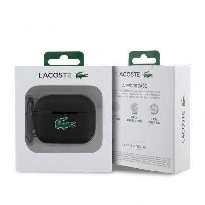 Lacoste AirPods Pro Liquid Silicone Croc Logo Case - силиконов калъф с карабинер за Apple AirPods Pro (черен) 2