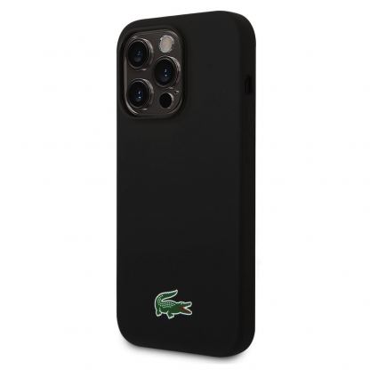 Lacoste Croc Logo Liquid Silicone MagSafe Case - дизайнерски силиконов калъф с MagSafe за iPhone 15 Pro Max (черен)  2
